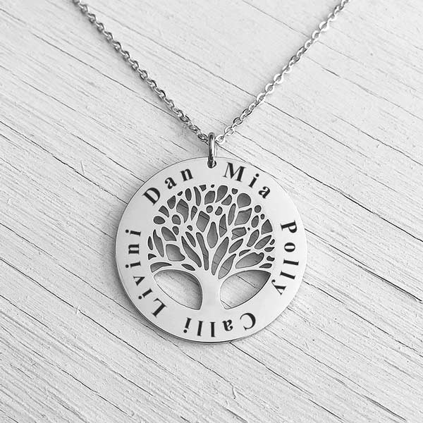 Silver family outlet necklace