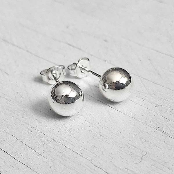 Ball earrings silver sales