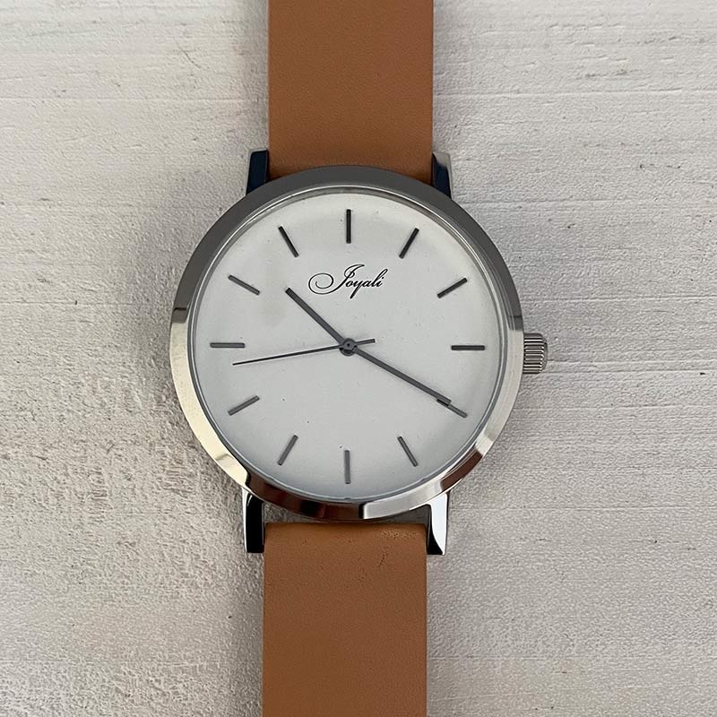 Silver With Tan Band Watch