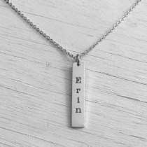 Drop Bar Necklace Silver